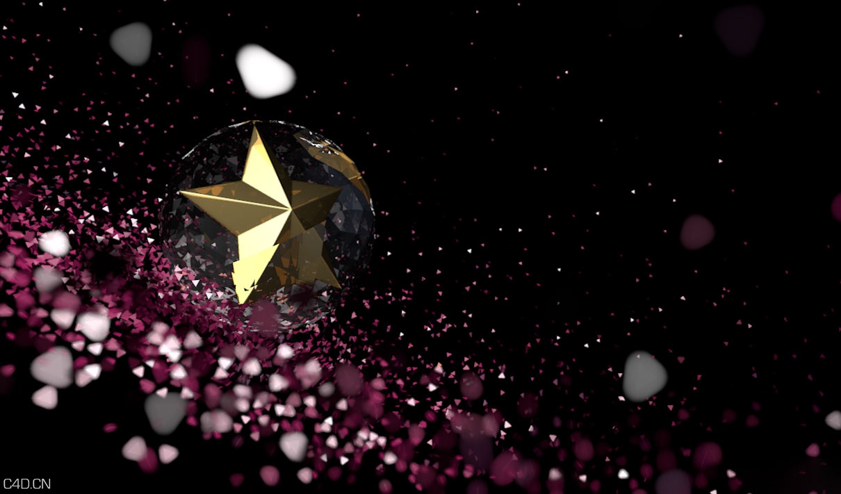 C4D梦幻碎片炸散的五角星工程文件