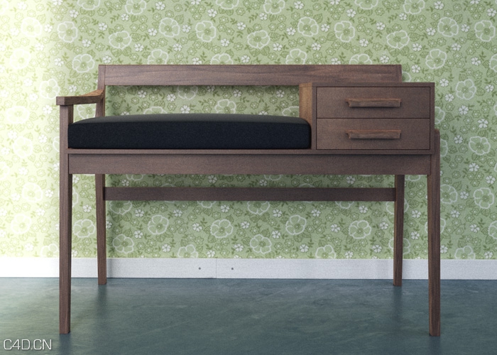 电话桌C4D模型 1960S TELEPHONE SEAT, 3D MODEL