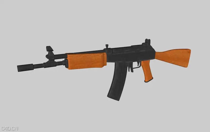 武器模型：AK-47突击步枪C4D模型 - C4D之家 - cinema4d_ 2015-07-31 23.42.25.jpg