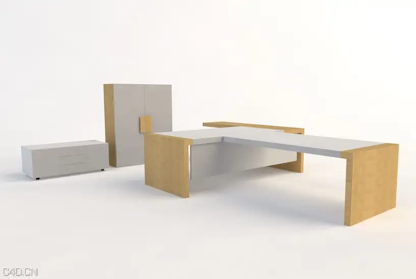 现代时尚办公桌C4D模型 Desk 3D Model