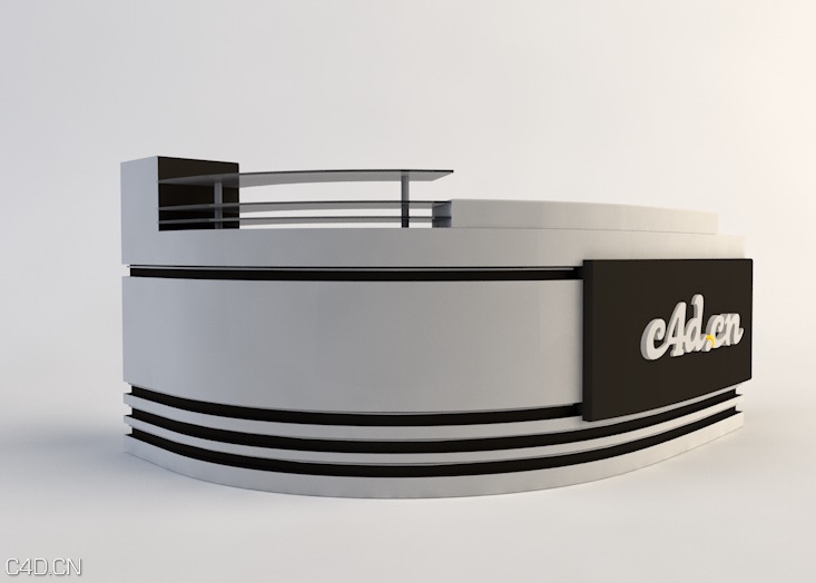 现代弧形前台、展厅服务台C4D模型 Desk 3D Model