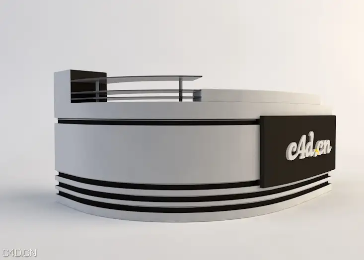 现代弧形前台、展厅服务台C4D模型 Desk 3D Model