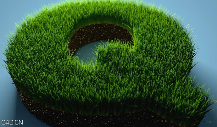 C4D使用毛发制作绿草文字视频教程 Hair Object on Text - Cinema 4D tutorial