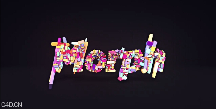外国网站一个粒子变形文字的教程，很炫的效果！ - C4D之家 - 效果图片