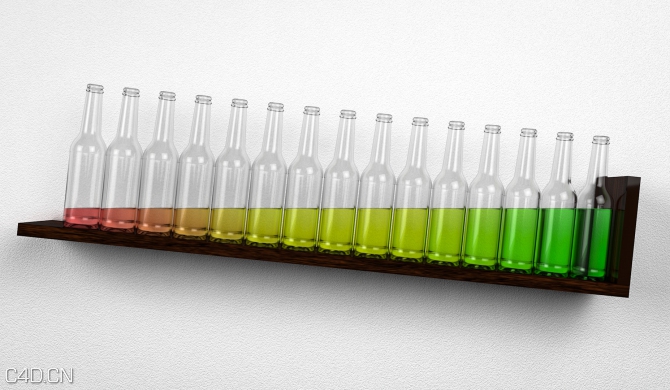 墙体玻璃瓶造型装饰C4D模型 bottles