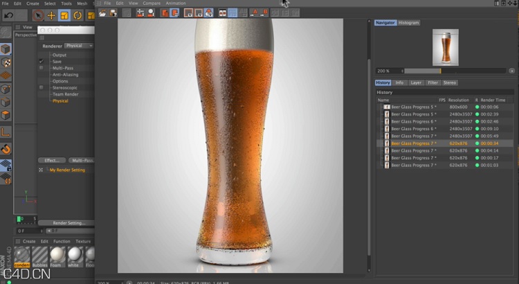 C4D啤酒杯子产品可视化建模渲染教程 3DFluff – Cinema 4D R15 Product Visualization