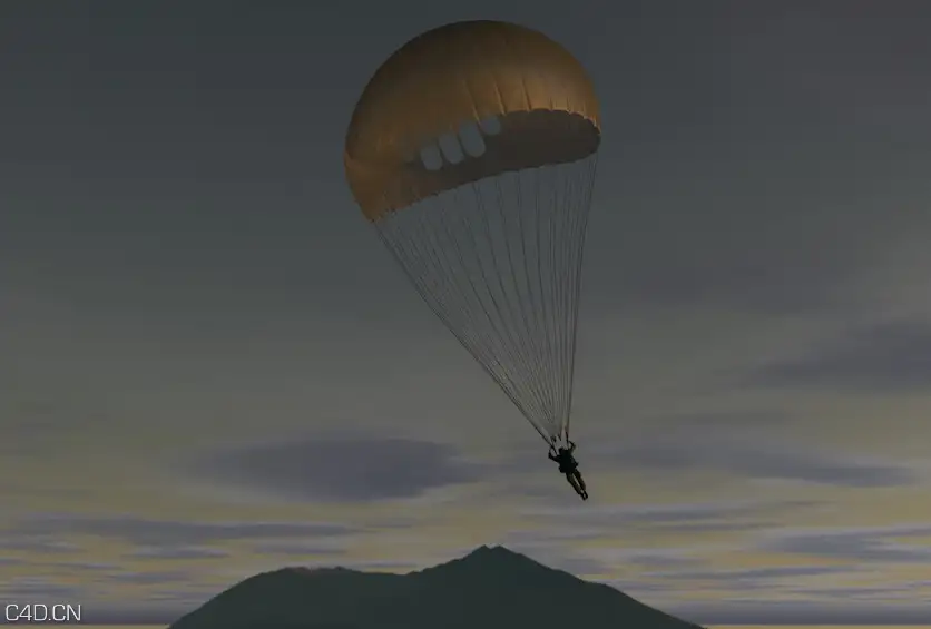 降落伞 跳伞C4D模型 C4D-3D-Model-Parachute