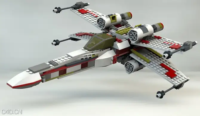 儿童组装卡通飞机C4D模型 Cartoon airplane 3D model - C4D之家 - X-Wing1-670x390.jpg