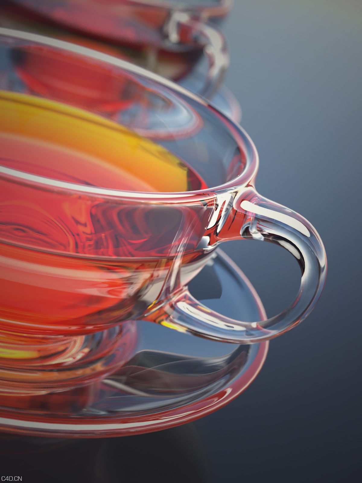 C4D玻璃茶杯建模、纹理、灯光、渲染完整教程 Tea Cup Scene In Cinema 4D
