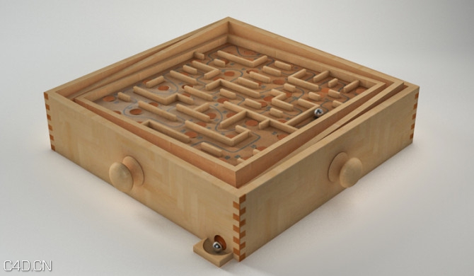 木盒迷宫玩具C4D模型 Holz labyrinth - C4D之家 - labyrinth_download-670x390.jpg