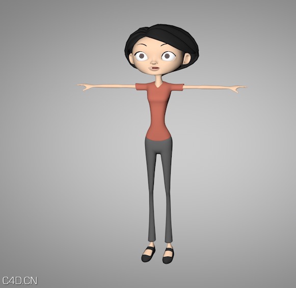 卡通女性性形象C4D模型（含绑定）Cartoon female Model 3D