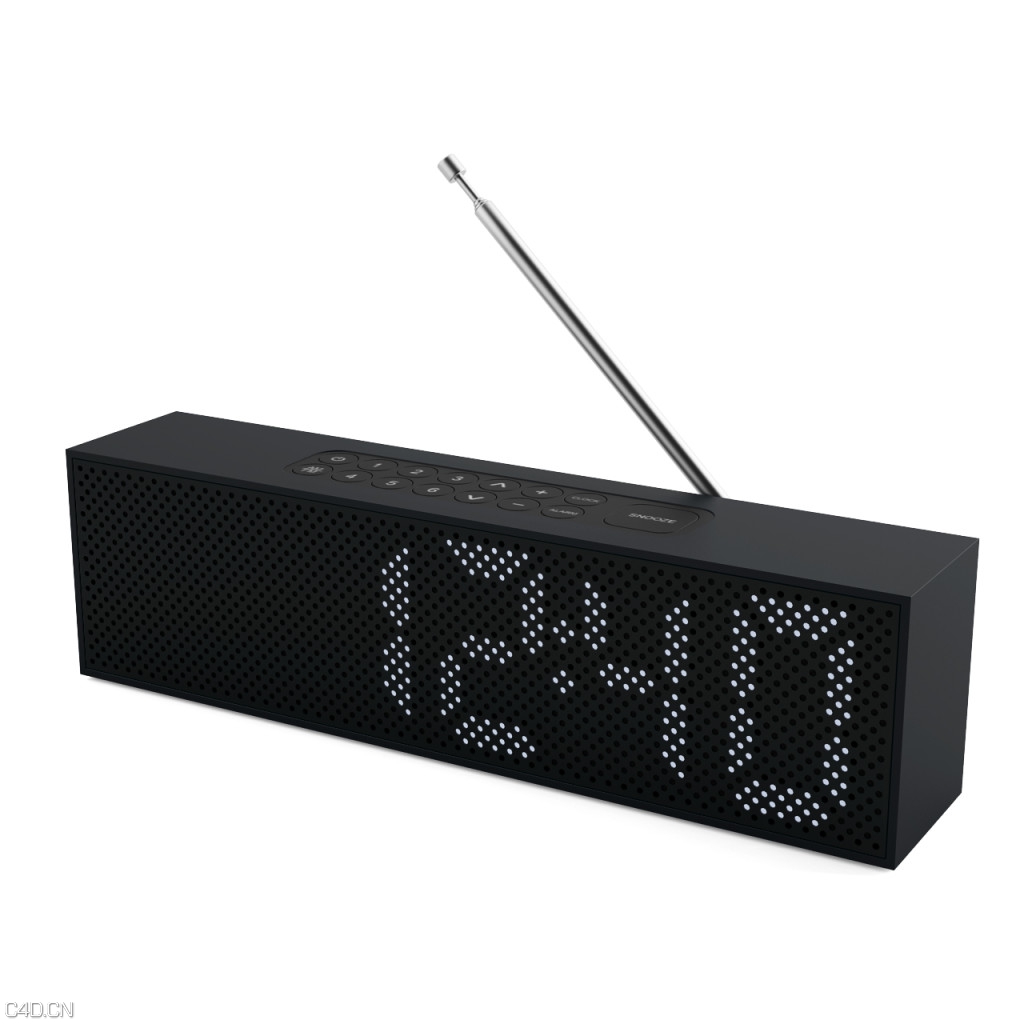 法国LEXON时钟C4D模型 Titanium Radio Clock by Lexon