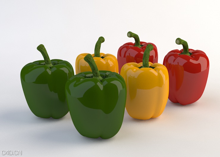 C4D蔬菜模型-青椒3D模型 Pepper