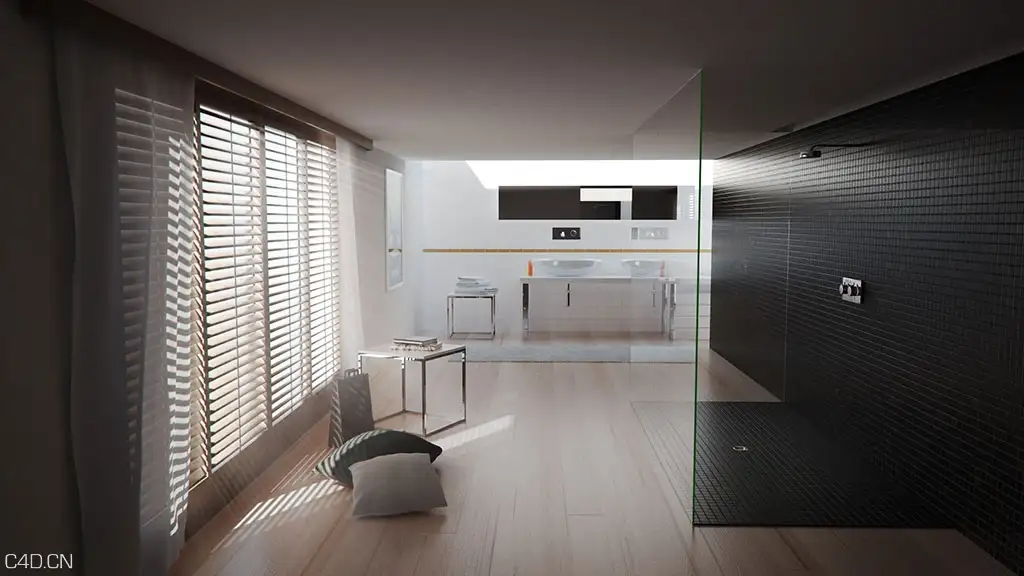 C4D浴室渲染模型（vray渲染）cinema 4d bathroom