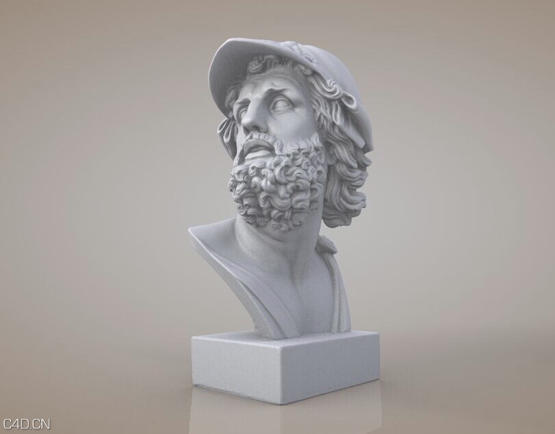 荷马半身雕像C4D模型 Homer statue