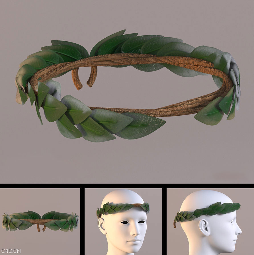 头上戴的桂冠C4D模型 laurel wreath