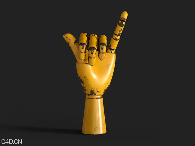 机械手C4D模型 C4D 3D Wooden Hand Rig by Matias