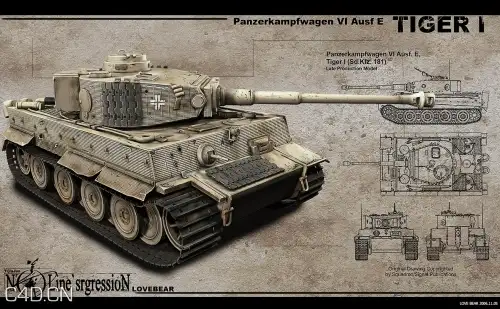 虎式重型坦克C4D模型 Panzerkampfwagen VI Ausf E