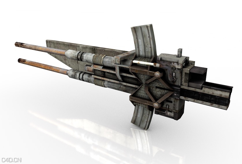 游戏枪械模型：自动步枪 机枪C4D模型 Auto Rifle