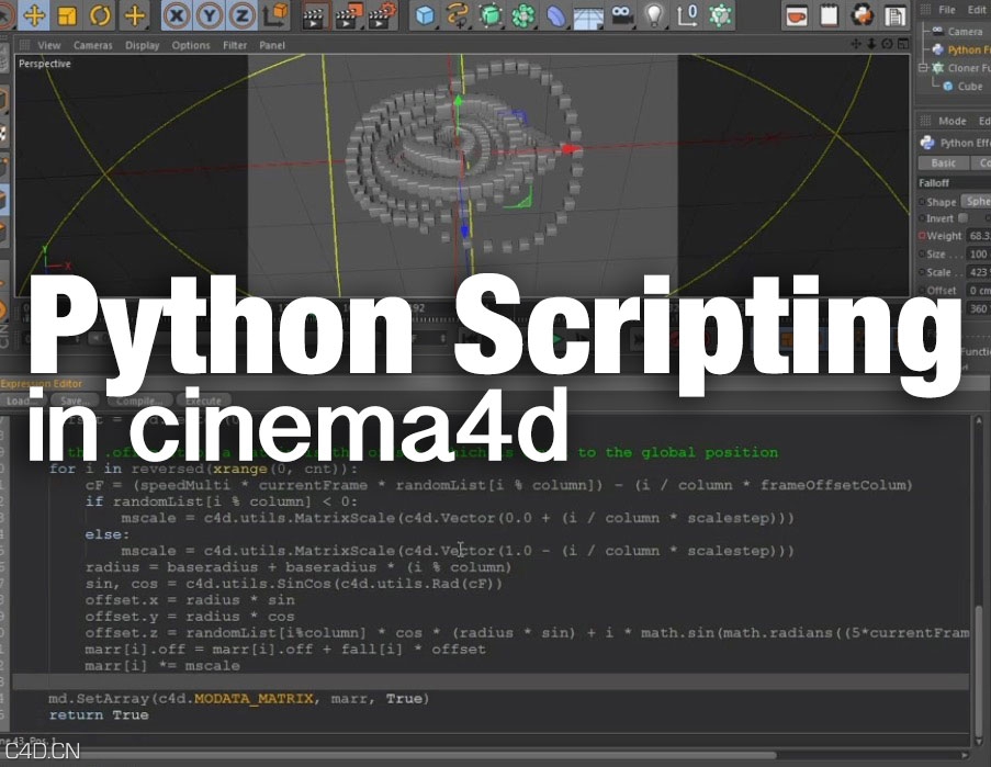 C4D中Python脚本实用进阶应用视频教程 Python Scripting in cinema4d