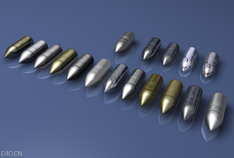 19个C4D金属材质合集 Metal C4D material