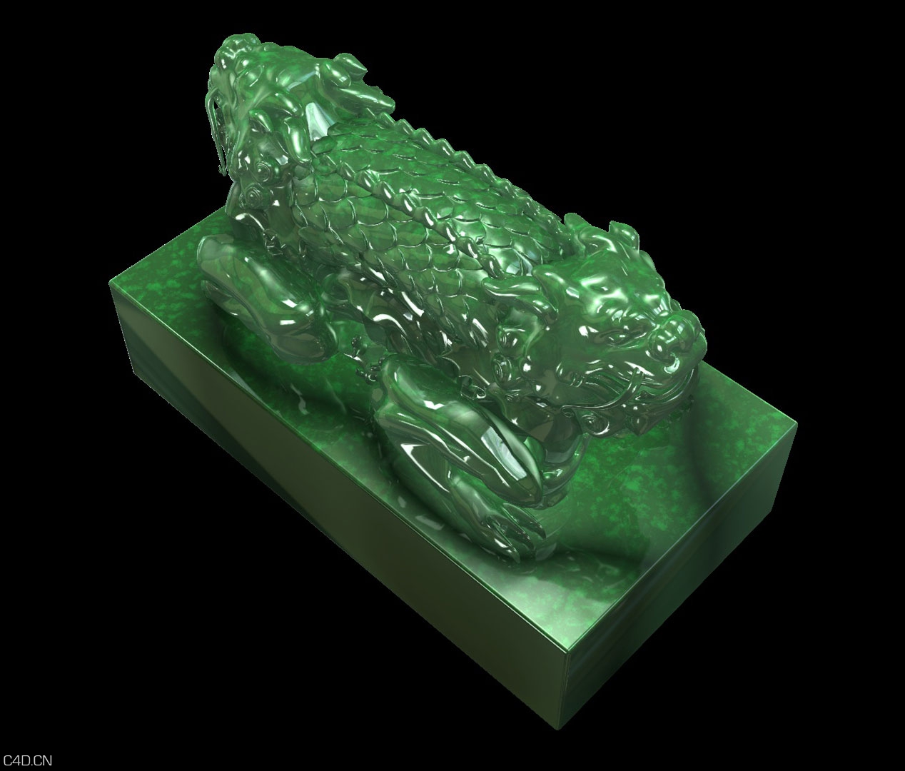 神兽玉玺C4D模型 Imperial jade seal