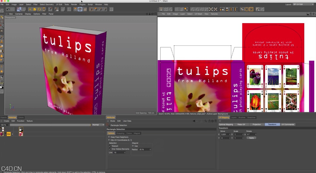 c4d三维书本制作分UV贴图教程 Use Bodypaint for a box visualisation