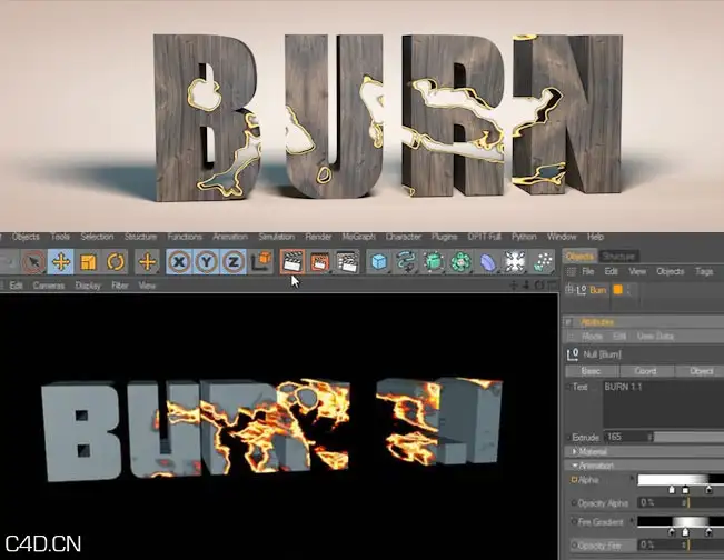 C4D燃烧文字预设 Cinema4D combustion characters of presupposition