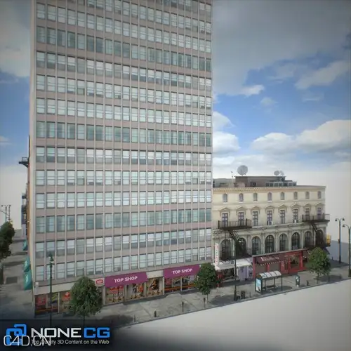 城市建筑 商铺 临街店面C4D模型