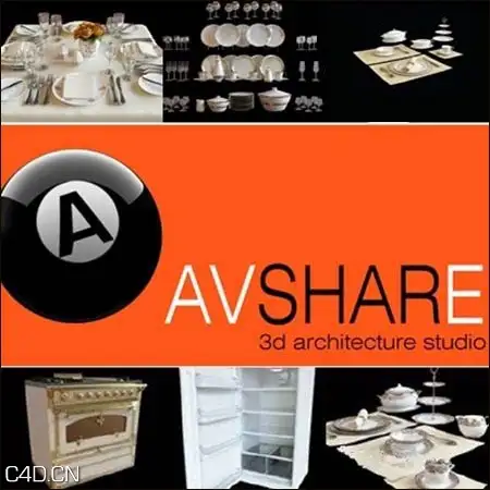 厨房餐具3D模型合集 Avshare – Kitchen Accessories