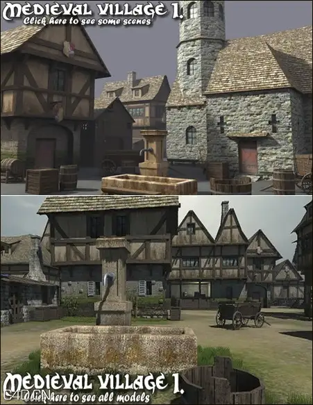 中世纪村庄老房子游戏场景3D模型 DEXSOFT-GAMES – Medieval Village 1. model pack