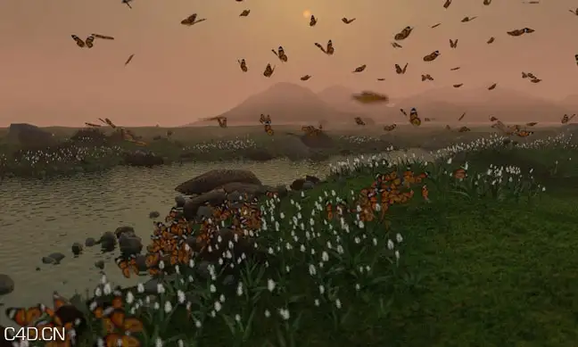河边花丛蝴蝶飞舞场景C4D模型 C4D Landscape Model - C4D之家 - forum-201502-13-170823dyx559czg5mz551y.jpg
