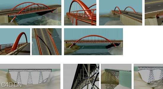 大型工程结构3D模型合集（桥梁，水坝，游乐园，教堂，加油站，石油平台，火车站）