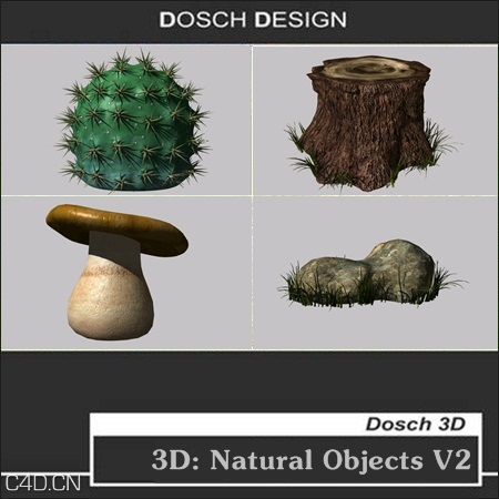 自然物3D模型（树桩、蘑菇、石头） Dosch 3D: Natural Objects V2 - C4D之家 - aed50e23e52870f4.jpg