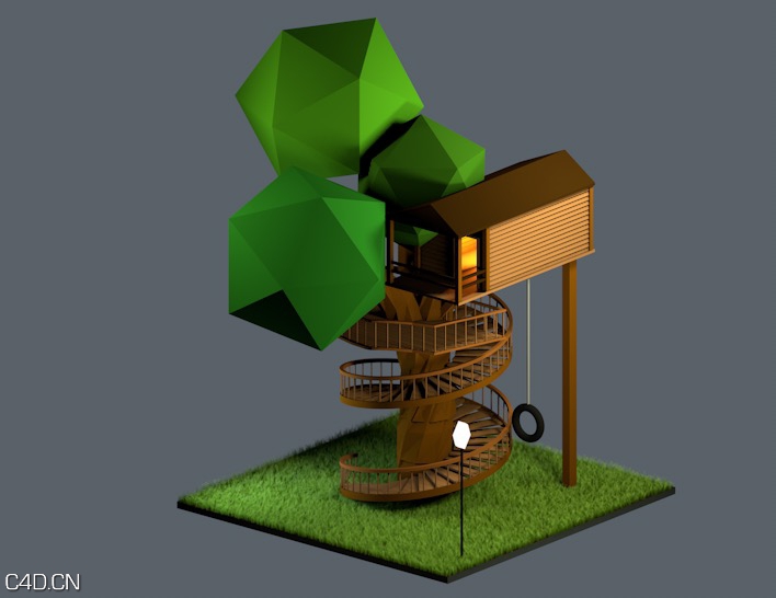 多边形树屋C4D模型 Tree House - C4D之家 - forum-201502-22-180701q8omyqnfy7fqy2j0.jpg