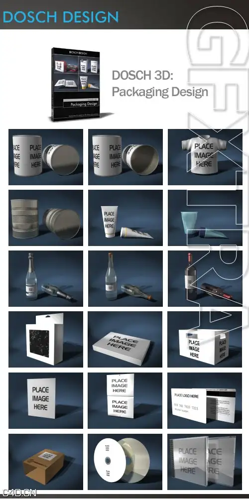 产品包装3D模型合集（手提袋、帽子、瓶子、包装盒）3D Product Packaging Design V1