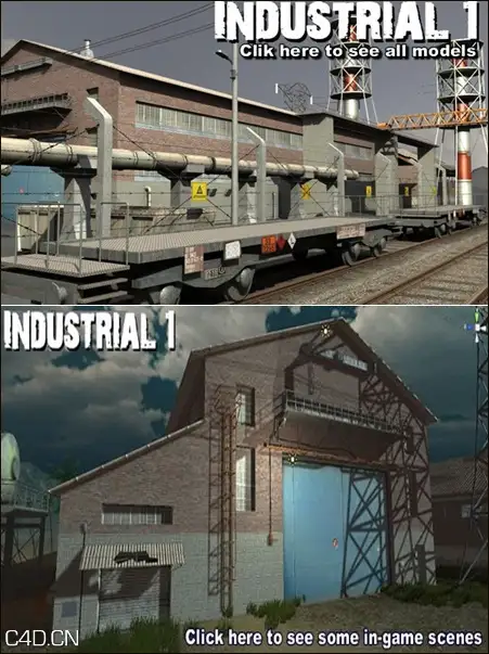 工厂车间3D模型 DEXSOFT-GAMES – Industrial 1. model pack