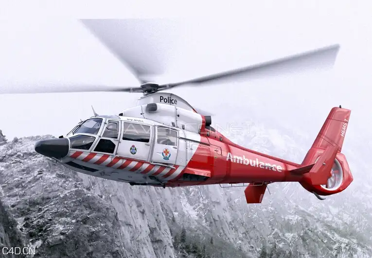 高精度救护直升机3D模型Turbosquid Eurocopter AS-365 Air Ambulace