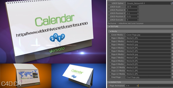 挂历 台历 日历翻转C4D预设 VideoHive 3D Calendar Preset - C4D之家 - Preview.JPG
