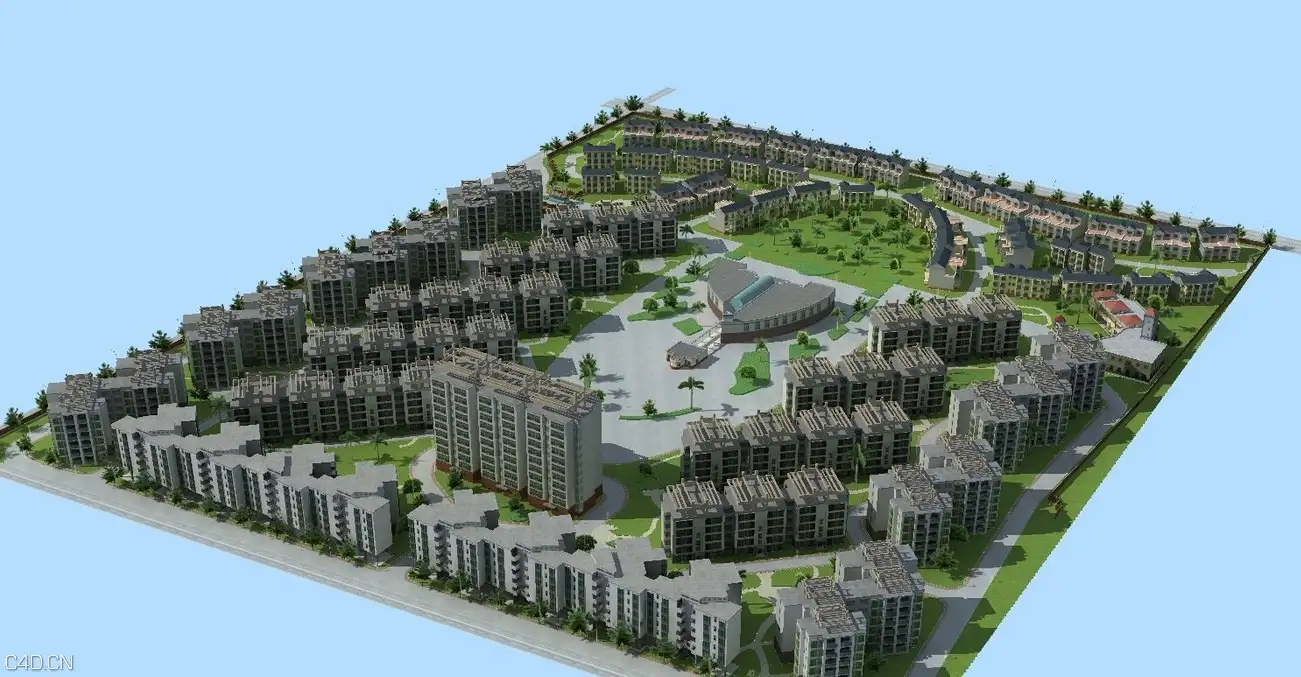 城市规划 小区模型 虚拟现实 完整场景 gāo dàng小区 商场幼儿园 别墅区 地形小区C4D模型 - C4D之家 - cinema4d_ 2015-10-23 12.03.03.jpg
