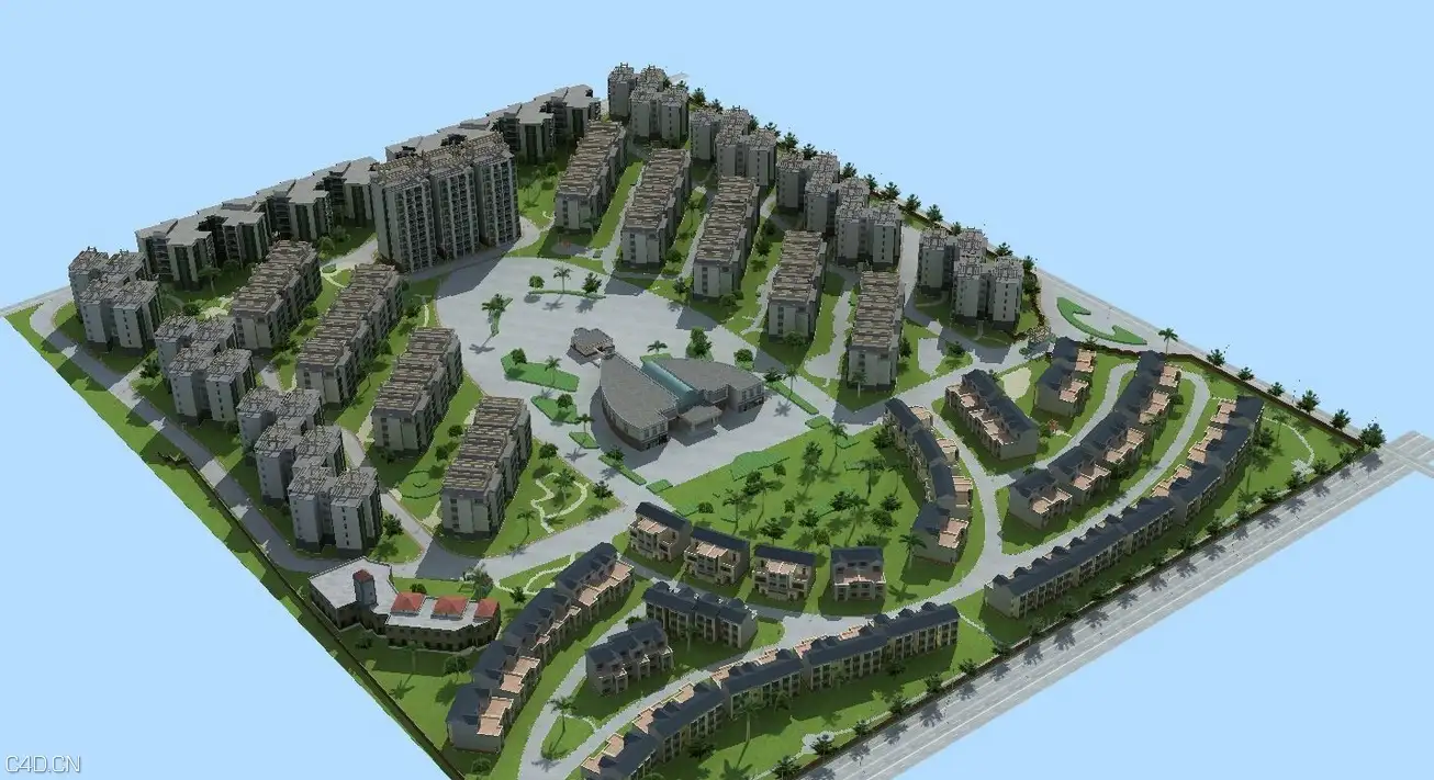 城市规划 小区模型 虚拟现实 完整场景 gāo dàng小区 商场幼儿园 别墅区 地形小区C4D模型 - C4D之家 - cinema4d_ 2015-10-23 12.03.09.jpg
