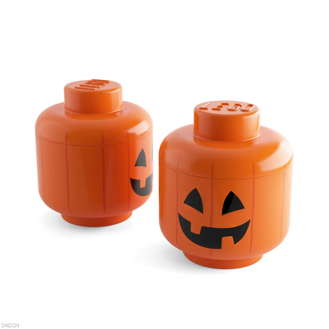 乐高南瓜头存储罐C4D模型 Pumpkin Storage Head by Lego