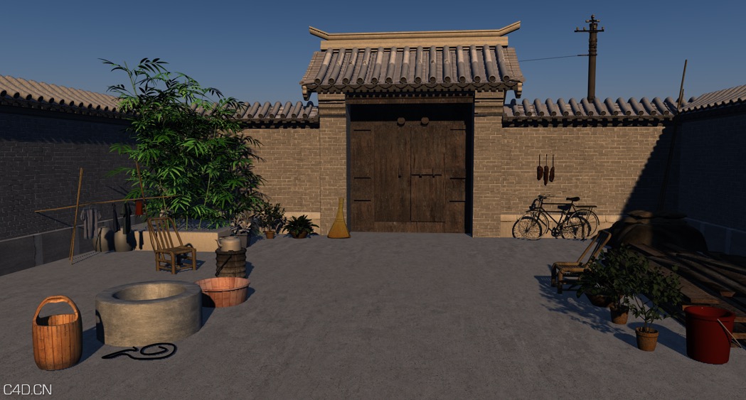 古建门口 中式院落门口C4D模型