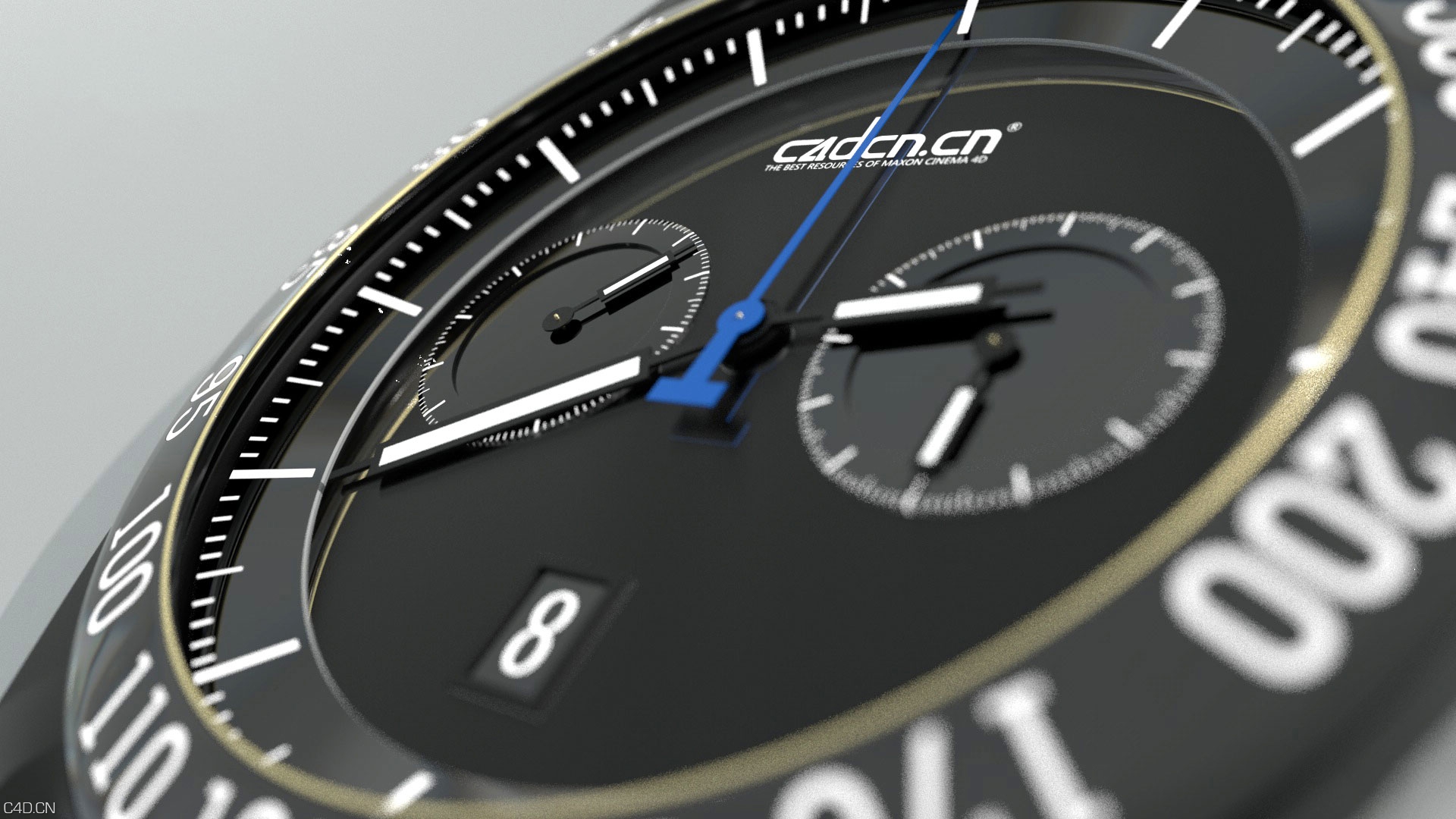 黑色运动手表C4D模型（C4D阿诺德Arnold渲染）Black Sports Watch