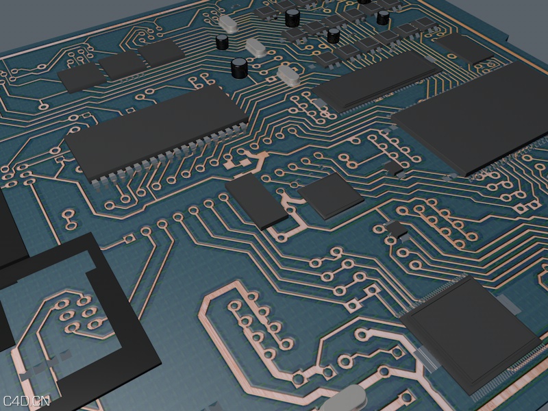 集成电路 电子元器件 ic 电路板 c4d模型 - C4D之家 - 1.jpg