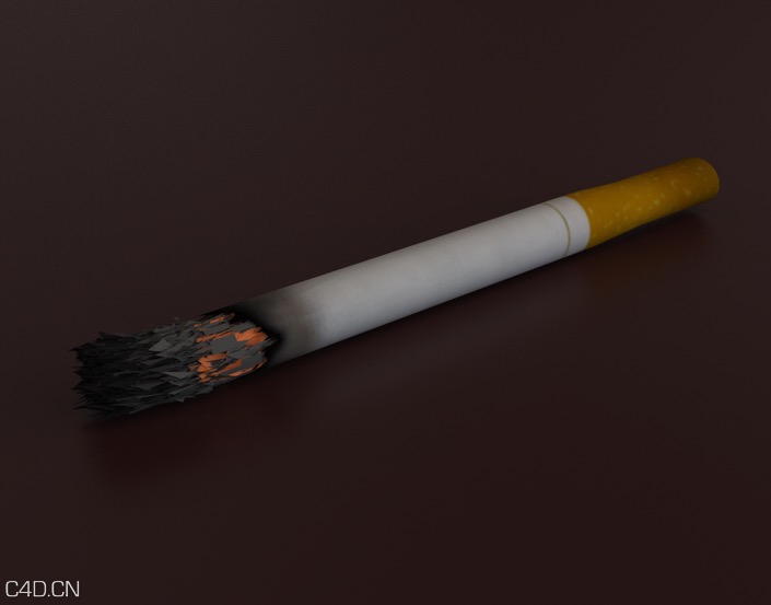 点燃的半支香烟C4D模型 Cigarettes