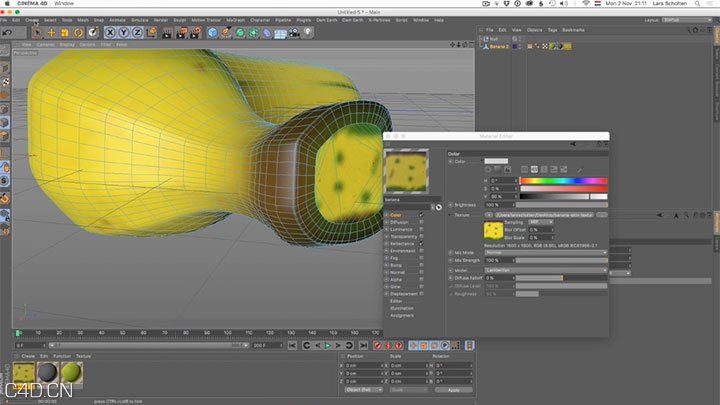 香蕉C4D UV材质贴图教程 3 Methods for Texture Mapping a Banana in Cinema 4D