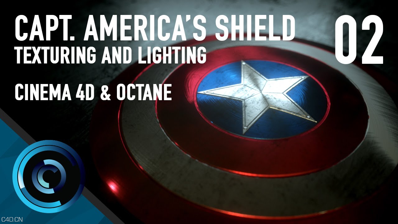 美国队长盾牌C4D材质渲染教程 Captain Americas Shield Lighting and Texturing