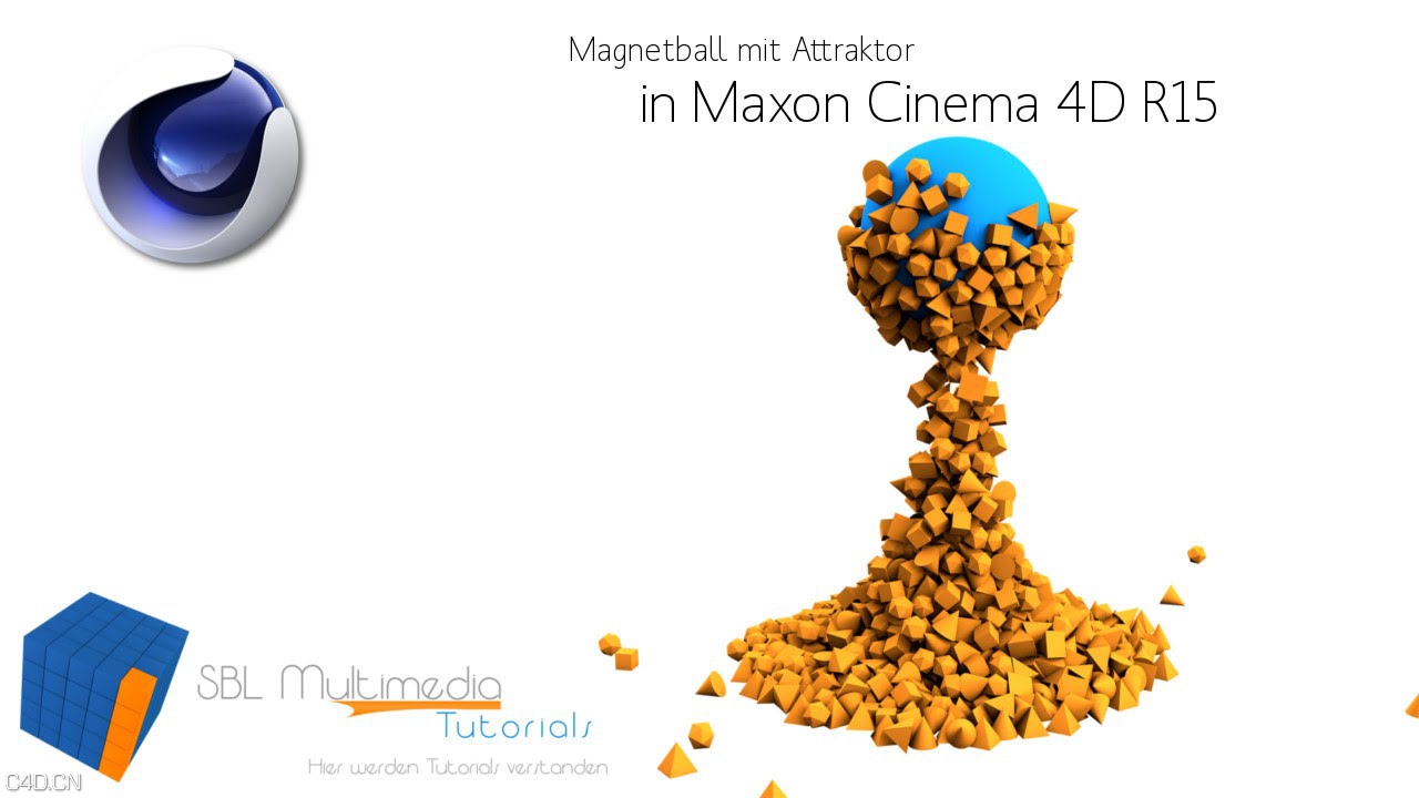 C4D物体吸附在圆球上的教程 MoGraph Attraktor Der Magnetball