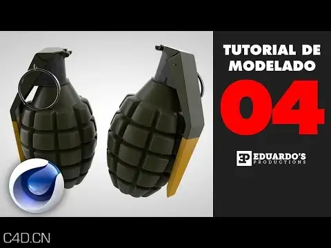 C4D手榴弹建模视频教程 Cinema 4D Modeling tutorial a Hand Grenade